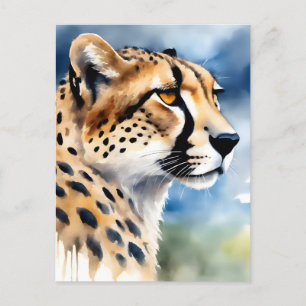 Carte Postale Aquarelle captivante de Cheetah