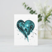 Carte Postale Aquarelle cardiaque turquoise (Debout devant)
