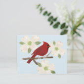 Carte postale aquarelle Cardinal et Cornouiller (Debout devant)