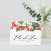Carte Postale Aquarelle Cerises Rouges et Fleurs de Merci