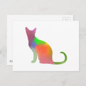 Carte Postale Aquarelle Chat Silhouette (Devant / Derrière)