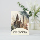Carte Postale Aquarelle Château Artwork Anniversaire Invitation (Debout devant)