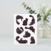 Carte Postale Aquarelle chats noirs (Debout devant)