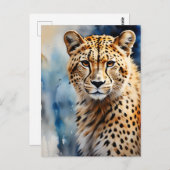 Carte Postale Aquarelle Cheetah Afrique (Devant / Derrière)