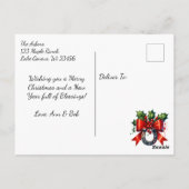 Carte Postale Aquarelle Cheval blanc et ferme festive Noël (Dos)