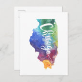 Carte Postale Aquarelle Chicago (Devant / Derrière)