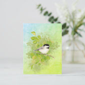Carte Postale Aquarelle Chickadee Oiseau Faune Nature Art (Debout devant)