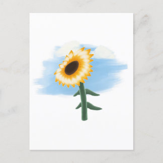 Carte Postale Aquarelle ciel bleu et tournesol jaune Art
