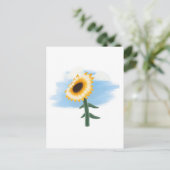 Carte Postale Aquarelle ciel bleu et tournesol jaune Art (Debout devant)