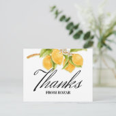 Carte Postale Aquarelle Citron et Fleurs Merci pour votre annive (Debout devant)