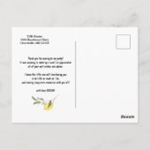 Carte Postale Aquarelle Citron et Fleurs Merci pour votre annive (Dos)