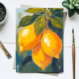 Carte Postale Aquarelle citronnier Peinture de fruits