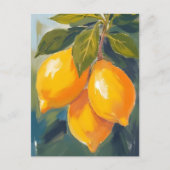 Carte Postale Aquarelle citronnier Peinture de fruits (Devant)