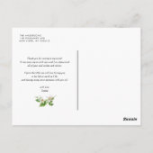 Carte Postale Aquarelle Citrons et fleurs Merci (Dos)