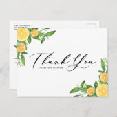 Carte Postale Aquarelle Citrons et Oranges Merci d'été (Devant / Derrière)