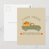 Carte Postale Aquarelle citrouille fraîche de ferme automne (Devant / Derrière)