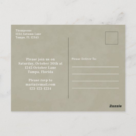 Carte Postale Aquarelle citrouille Simple Automne Automne Festiv (Dos)