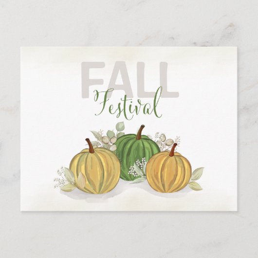 Carte Postale Aquarelle citrouille Simple Automne Automne Festiv (Devant)