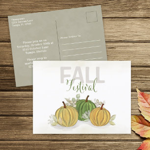 Carte Postale Aquarelle citrouille Simple Automne Automne Festiv