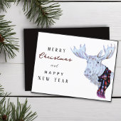 Carte Postale Aquarelle classique Moose Joyeux Noël Nouvel An