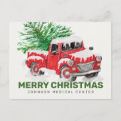 Carte Postale Aquarelle classique Rouge Camion Noël (Devant)