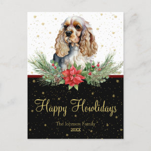 Carte Postale Aquarelle Cocker Spaniel Chien Heureux Howlidays