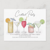 Carte Postale Aquarelle Cocktail Boissons QR Code Social Media (Devant)