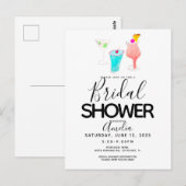 Carte Postale Aquarelle Cocktail Fête des mariées peinte (Devant / Derrière)