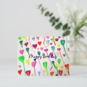 Carte Postale Aquarelle coeur Joyeux art d'anniversaire (Debout devant)