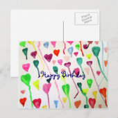 Carte Postale Aquarelle coeur Joyeux art d'anniversaire (Devant / Derrière)