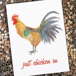 Carte Postale Aquarelle colorée de poulet amusant