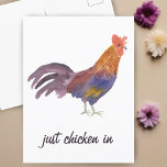 Carte Postale Aquarelle colorée de poulet amusant<br><div class="desc">Profitez de ce poulet fantaisiste sur cette carte amusante. Vous pouvez toujours modifier ou ajouter votre propre texte. Faites-moi savoir si vous voulez quelque chose fait sur mesure. Si vous l'achetez,  merci ! N'oubliez pas de partager une photo sur Instagram de celle-ci en action et de m'étiqueter @shoshannahscribbles :)</div>