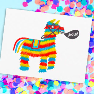 Carte Postale Aquarelle colorée Donkey Piñata
