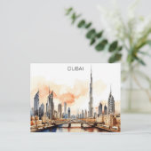 Carte Postale Aquarelle colorée Dubaï UAE (Debout devant)