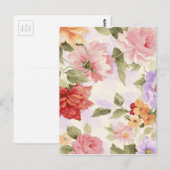 Carte Postale Aquarelle colorée Fleurs de pivoine (Devant / Derrière)