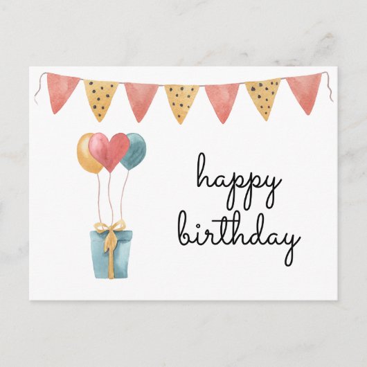 Carte Postale Aquarelle Colorée Joyeux Anniversaire  (Devant)