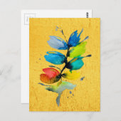 Carte Postale Aquarelle colorée lâche abstraite florale (Devant / Derrière)