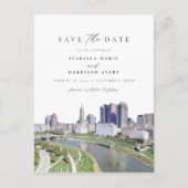 Carte Postale Aquarelle Columbus Ohio Skyline Enregistrer la dat (Devant)