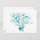 Carte Postale Aquarelle Corail - Bleu (Devant / Derrière)