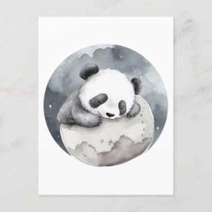 Carte Postale Aquarelle couchée mignonne Panda bébé