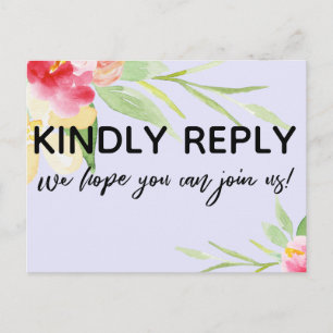 Carte Postale Aquarelle couleur décontractée Floral RSVP Lavende