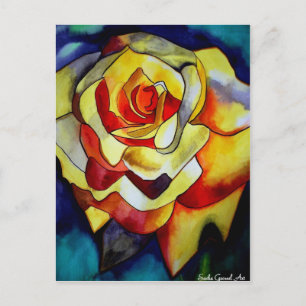 Carte Postale Aquarelle couleur jaune fleur d'art original