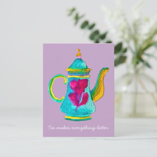 Carte Postale Aquarelle couleur turque teapot (Debout devant)
