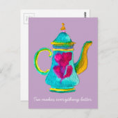 Carte Postale Aquarelle couleur turque teapot (Devant / Derrière)