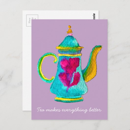 Carte Postale Aquarelle couleur turque teapot (Devant / Derrière)