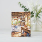 Carte Postale Aquarelle Country Arrière - plan de cuisine (Debout devant)
