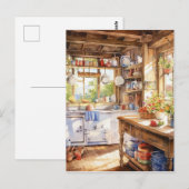 Carte Postale Aquarelle Country Arrière - plan de cuisine (Devant / Derrière)