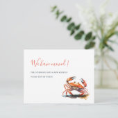 Carte Postale Aquarelle Crabe Orange Nouvelle Maison Annonce de  (Debout devant)