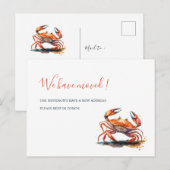 Carte Postale Aquarelle Crabe Orange Nouvelle Maison Annonce de  (Devant / Derrière)