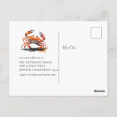 Carte Postale Aquarelle Crabe Orange Nouvelle Maison Annonce de  (Dos)